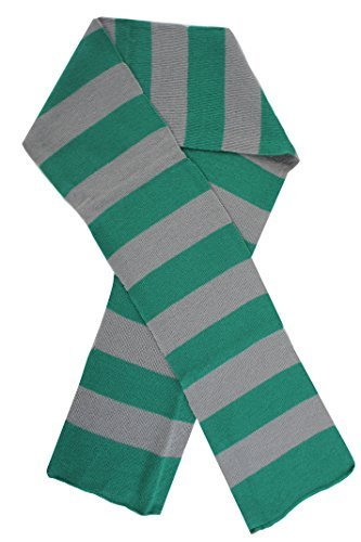 'I Love Fancy Dress LT0202' 165 cm długi zielony i szary szalik w paski idealny kostium dla czarodziejów fantazyjny strój (jeden rozmiar)