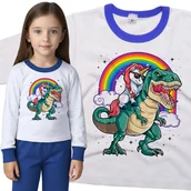 Piżamy dla dziewczynek - Piżama dziecięca Jednorożec Na Dinozaurze I Tęcza 110/116 - VoloDonum - miniaturka - grafika 1