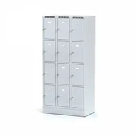 Szafki BHP - Alfa 3 Szafka ubraniowa 12-drzwiowa na cokole, drzwi szare, zamek obrotowy 1261893 - miniaturka - grafika 1