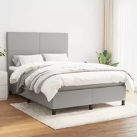 Łóżka - vidaXL Łóżko kontynentalne z materacem, jasnoszare, tkanina, 140x190cm - miniaturka - grafika 1