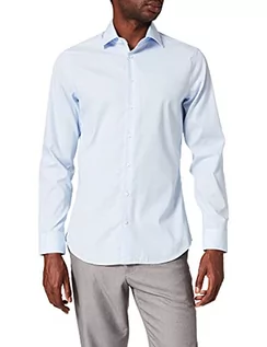 Koszule męskie - Seidensticker Męska koszula smokingowa Modern Fit – bez prasowania, wąska talia koszula z kołnierzem i mankietem – długi rękaw – 100% bawełna, jasnoniebieski (0011), 38 - grafika 1