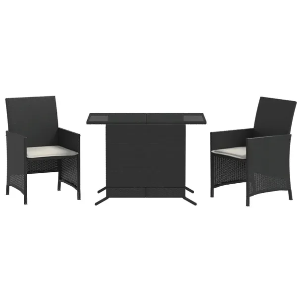 Zestaw bistro ogrodowy czarny z poduszkami kremowymi 100x59x73 cm, 2 krzesł