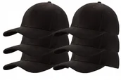 Czapki i chusty sportowe męskie - ZESTAW 6 SZTUK CZAPKA Z DASZKIEM BEJSBOLÓWKA 100% COTTON Czarne - miniaturka - grafika 1