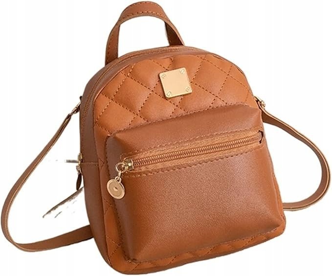 MAŁY PLECAK PLECACZEK MIEJSKI SKÓRZANY DAMSKI DZIEWCZĘCY TORBA BRĄZOWY