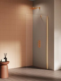 Złota szczotkowana ścianka prysznicowa 80 cm K-4316 New Soleo Gold Brushed New Trendy - Ścianki i drzwi prysznicowe - miniaturka - grafika 1