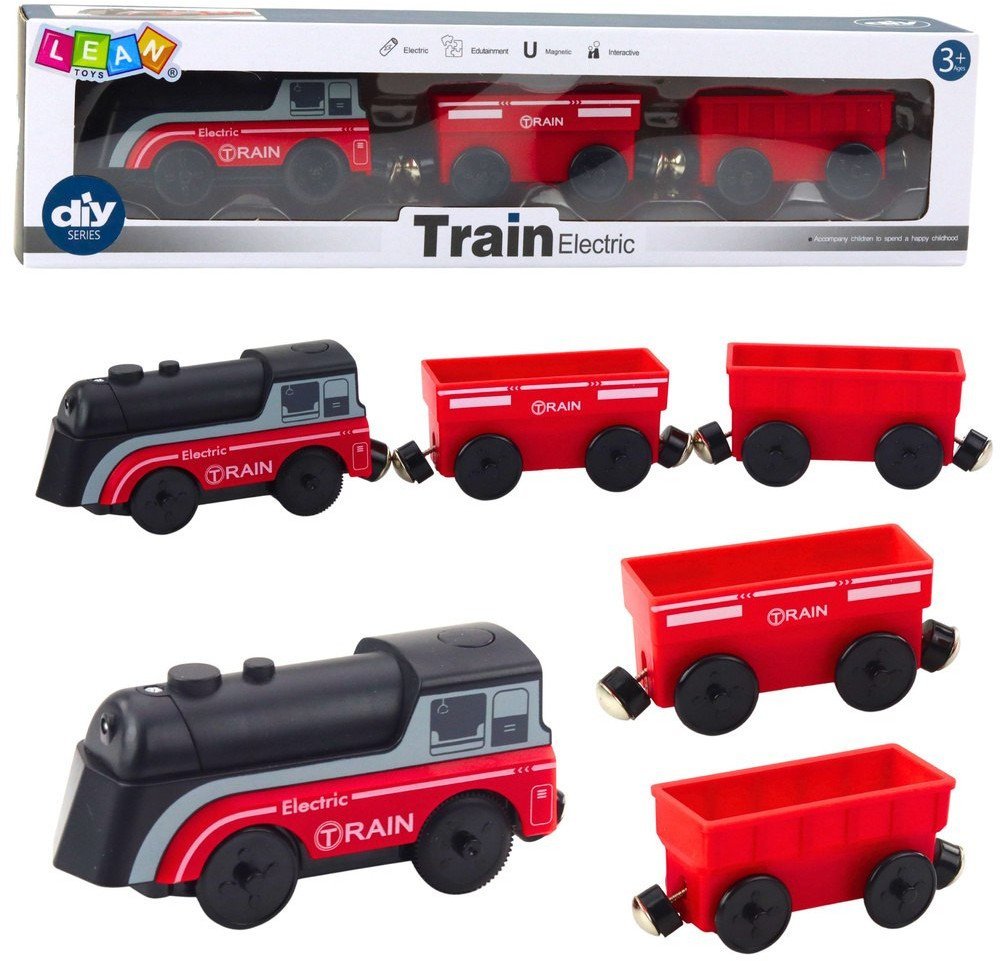 Mini Pociąg Elektryczny Na Magnes Lokomotywa 2 Wagony Czerwony