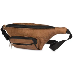 Męska Saszetka Biodrówka Nerka Na Pas Regulowana Skóra Eko Gładka Elegancka Brązowa F51 : Kolory - Brązowy, Beżowy - Nerki - miniaturka - grafika 1