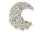 Broszki - Broszka Damska Srebrna Księżyc Z Cyrkoniami - miniaturka - grafika 1