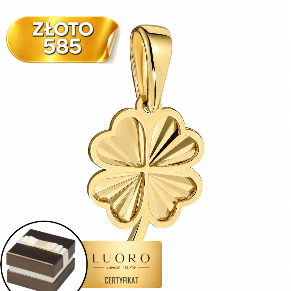 ZAWIESZKA ZŁOTA 585 14K KONICZYNKA DIAMENTOWANA Z ŁODYGĄ DUŻA 2,25 CM