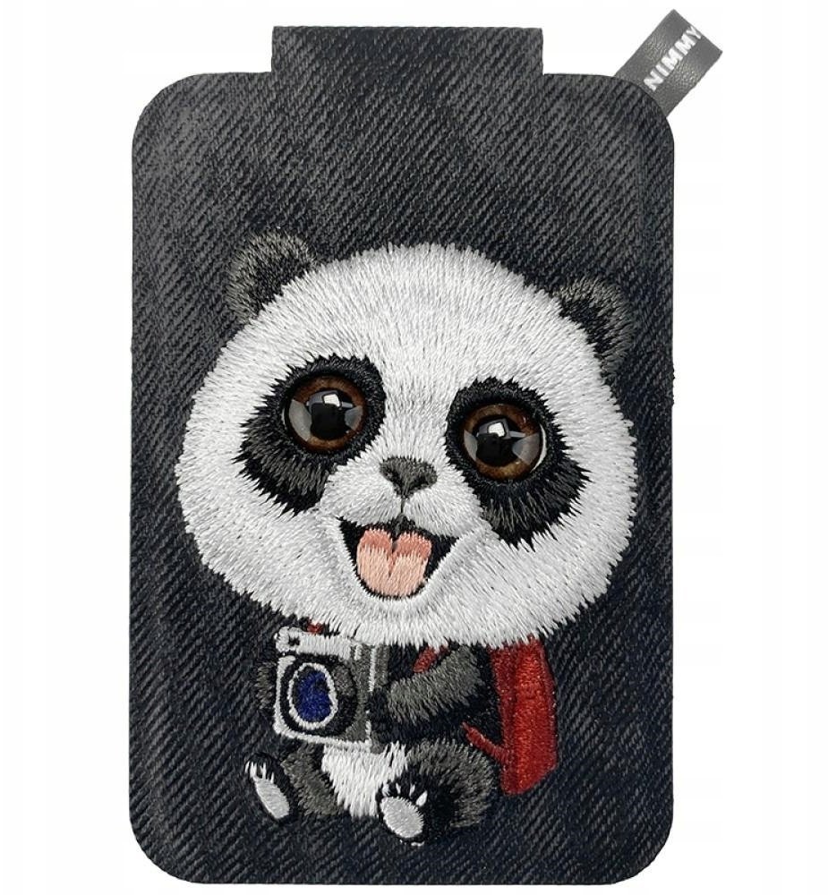 Nimmy Etui na telefon Magnetyczny portfel stojak na telefon New Big-Eye Cute Pets 2.0 Panda czarny