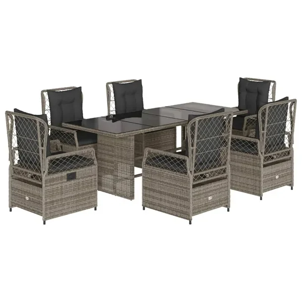 Zestaw Mebli Ogrodowych Rattan PE, Szary, Stół 190x80x74cm, 6x Krzesła R