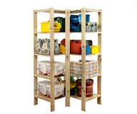 Regały - Maxi Regał Narożny Drewniany 166,4X85X50 Cm 5 Półek Ażurowych Surowy Drewno Sosnowe Naturalny Maxi-4Wa+ / Wamar-Sosenka - miniaturka - grafika 1