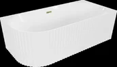 Wanny - Mexen Gia wanna wolnostojąca narożna ryflowana prawa 150 x 75 cm, biała połysk, przelew złoty - 52701507500P-50 - miniaturka - grafika 1