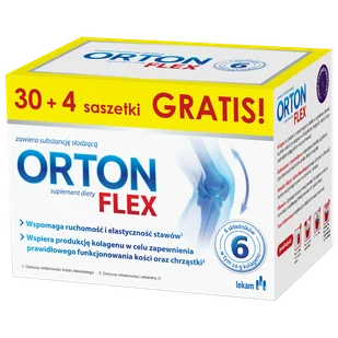 Orton Flex, 30 saszetek + 4 saszetki gratis - Stawy, mięśnie, kości - miniaturka - grafika 1