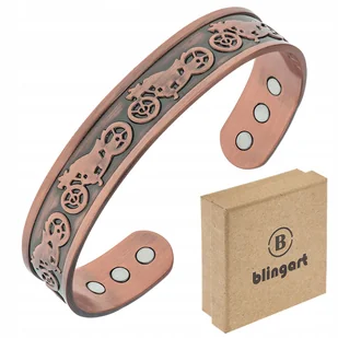 BLINGART Bransoletka miedziana MĘSKA magnetyczna MOTO BANGLA regulowana - Bransolety męskie - miniaturka - grafika 1