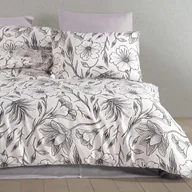 Pościel - Pościel bawełniana 200x220 satynowa 100% BAWEŁNA szara w egzotyczne liście - miniaturka - grafika 1