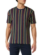 Koszulki męskie - Urban Classics Koszulka męska z nadrukiem oversized Retro Stripe Tee, granatowy/Burnedred, XL - miniaturka - grafika 1