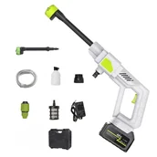 Myjki ciśnieniowe - Myjka ciśnieniowa bezprzewodowa, wielofunkcyjna dysza czyszcząca 6 w 1 do mycia samochodu i podłóg, 48 V (biała) - miniaturka - grafika 1
