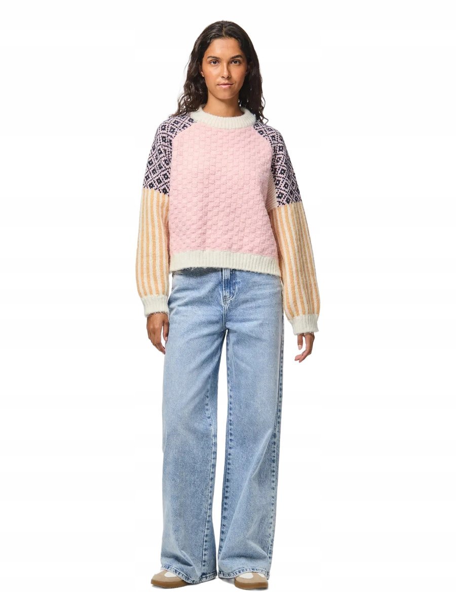 PIECES SWETER DAMSKI WZORZYSTY GRUBY ZIMOWY XS OPA