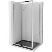 Kabiny prysznicowe - Mexen Apia kabina prysznicowa rozsuwana 90x70 cm, transparent, chrom + brodzik Flat, czarny - miniaturka - grafika 1