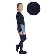 Rajstopy - Rajstopy mikrofibra dziewczęce dziecięce 80DEN prążek granat 104-110 MYWAY - miniaturka - grafika 1