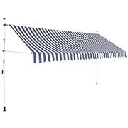 Markizy - vidaXL Markiza zwijana ręcznie, 400 cm, niebiesko-białe pasy - miniaturka - grafika 1