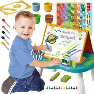 TABLICA EDUKACYJNA KREDOWA DWUSTRONNA STOLIK + GRY + AKCESORIA - Tablice dla dzieci - miniaturka - grafika 1