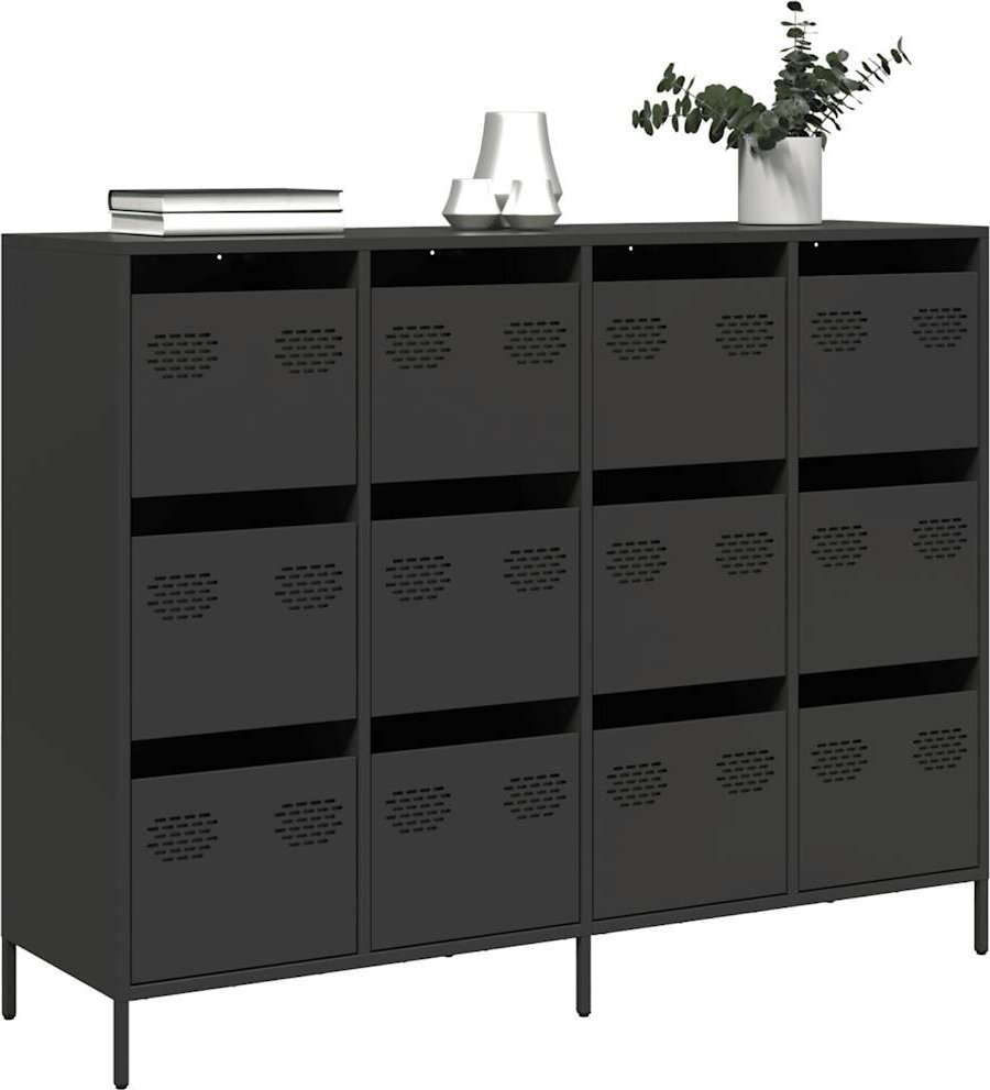 vidaXL Szafka, czarna, 135x39x103,5 cm, stal walcowana na zimno