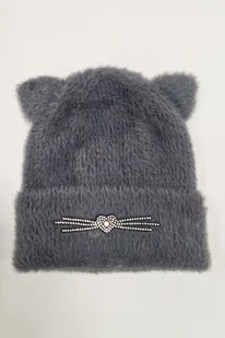 Dziecięca Czapka z Kocimi Uszami Grafitowa - Czapki damskie - miniaturka - grafika 1