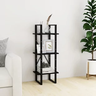 vidaXL 3-poziomowy regał na książki czarny 40x30x105 cm lita sosna 806496 - Regały - miniaturka - grafika 1