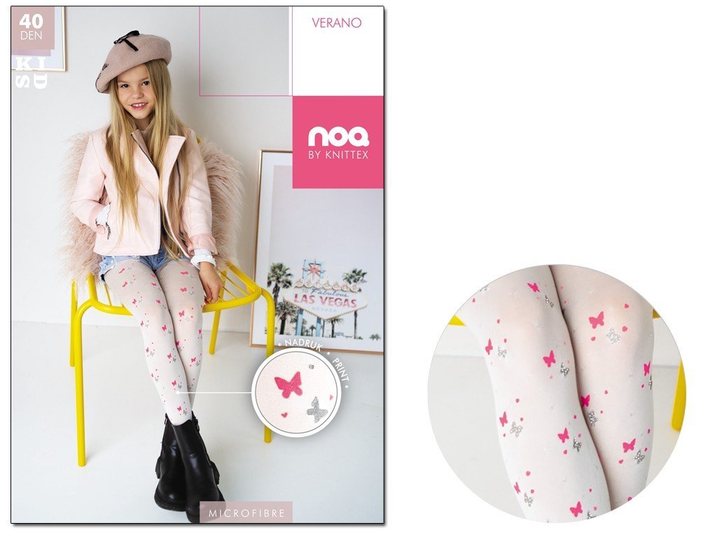 Dziewczęce Rajstopy Z Mikrofibry W Motylki 92-98 Bianco