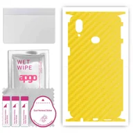 Szkła hartowane na telefon - Folia naklejka skórka strukturalna na TYŁ+BOKI do Samsung Galaxy A10s -  Carbon Żółty - apgo SKINS - miniaturka - grafika 1