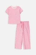 Piżamy dla dziewczynek - Coccodrillo piżama bawełniana dziecięca kolor różowy wzorzysta - miniaturka - grafika 1