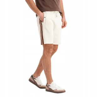 Dresowe męskie szorty z lampasami modne kremowe Ombre OM-SRSK-0156 V3 r XXL - Spodenki męskie - miniaturka - grafika 1