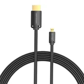 Kable - Kabel HDMI-D męski do HDMI-A męski 4K HD 3m Vention AGIBI (czarny) - miniaturka - grafika 1