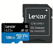Karty pamięci - Karta Lexar 633x MicroSDXC 128 GB UHS-I/U3 A1 V30 LMSBLPL128G-BNANG - miniaturka - grafika 1