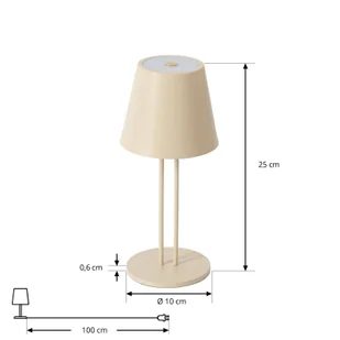 Akumulatorowa lampa stołowa LED Janea TWIN, beżowy, metal, Lindby - Lampy stojące - miniaturka - grafika 1