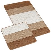 Dywaniki łazienkowe - Bellatex Komplet dywaników łazienkowych bez wycięcia Bany Trójkąty brązowy, 60 x 100 cm, 60 x 50 cm - miniaturka - grafika 1