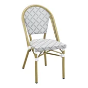 Krzesła - Krzesło do jadalni Lauria, aluminium/tkanina, biały, szary, rama z efektem bambusa - miniaturka - grafika 1