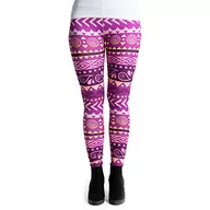 Legginsy - cosey - Kolorowe legginsy z nadrukiem (rozmiar uniwersalny) – w różnych wersjach, Aztec, fioletowy, Jeden/M - miniaturka - grafika 1