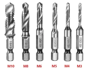 Zestaw wierteł gwintujących M3-M10 HSS z powłoką tytanową 6szt SILVER - Wiertła - miniaturka - grafika 9