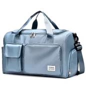 Torby sportowe - Torba podróżna sportowa kieszenie Niebieska - miniaturka - grafika 1
