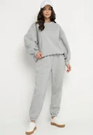 Bluzy sportowe damskie - Szary Komplet Dresowy Bluza i Joggery Podszyte Polarem Zibea - miniaturka - grafika 1