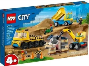 LEGO CITY 60391 3szt Ciężarówki i dźwig z kulą - Klocki - miniaturka - grafika 1