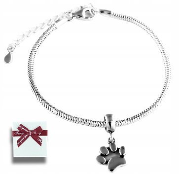 Bransoletka srebrna 925 modułowa do charmsów 17-21 cm+ kocia łapka pupila