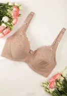 Biustonosze - Ciemnobeżowy Biustonosz z Regulowanymi Ramiączkami i Koronką Azele - miniaturka - grafika 1