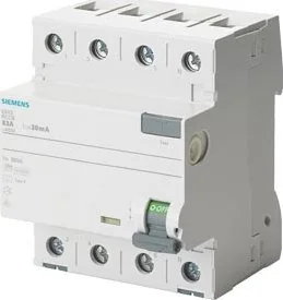 Siemens Wyłącznik różnicowoprądowy 63A 100mA 3+N 400V - Bezpieczniki elektryczne - miniaturka - grafika 1