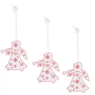 Bombki - Ozdoba choinkowa 6,5cm drewniana, świąteczna zawieszka aniołek 3 szt. biały - miniaturka - grafika 1