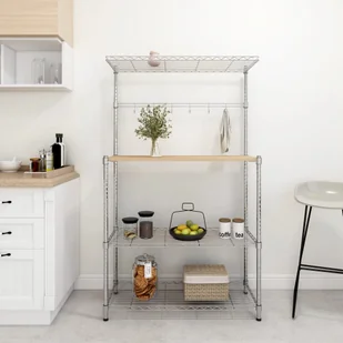 vidaXL Półka na mikrofalówkę, 4 piętra, 90x35x150cm, chromowane żelazo vidaXL - Akcesoria i części do mikrofalówek - miniaturka - grafika 1
