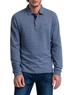 Bluzy męskie - Pierre Cardin Męska bluza polo z długim rękawem, Black Iris, S - grafika 1